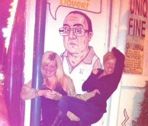 Krissy and me Holiday Season 2010.  We were pretending to fight each other ... very effectively I might add. 