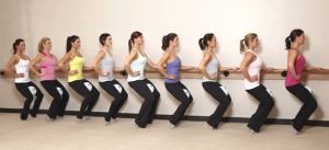 Thigh with the ball at a Bar Method class - source