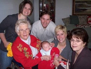My sister, her husband, Grandma, my nephew, me, and my mom.