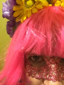 Valentine's Day hair and mask.